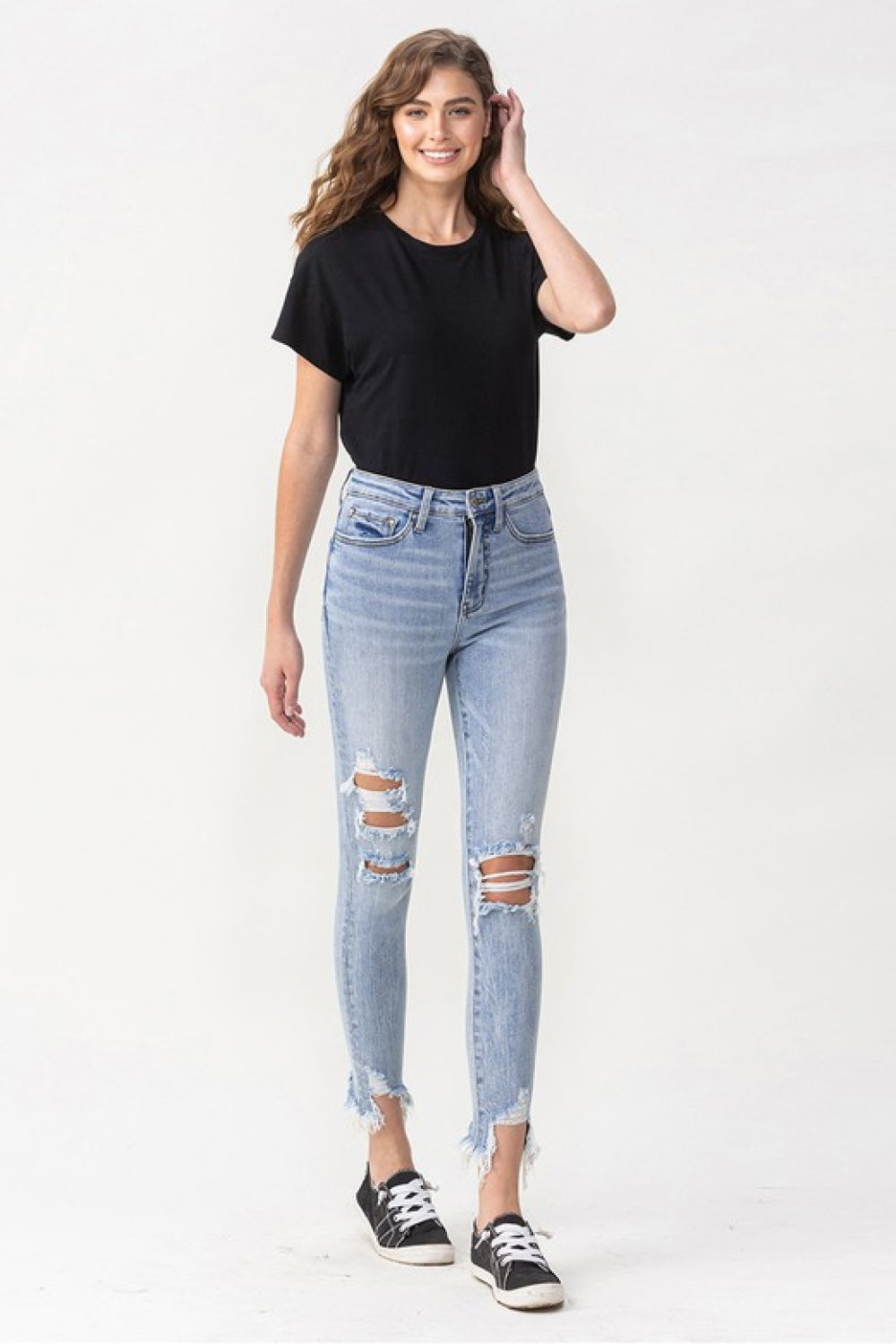 Lovervet Full Size Lauren Distressed High Rise Skinny Jeans Ins Street