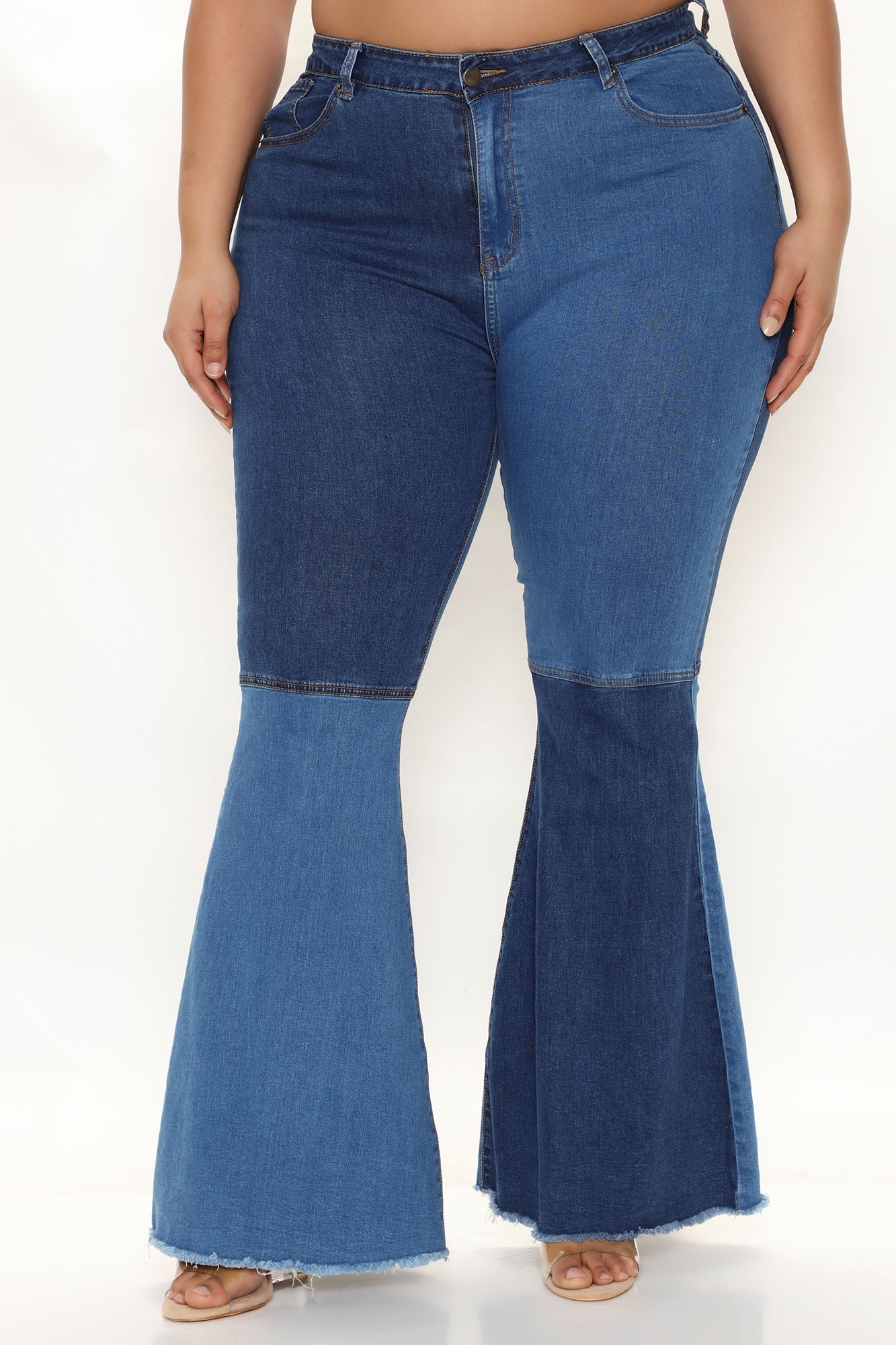 Block Out The Haters Colorblock Flare Jeans - Blue/combo Ins Street