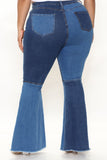 Block Out The Haters Colorblock Flare Jeans - Blue/combo Ins Street