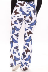 Butterfly Energy High Waist Flare Jeans - White/Blue Ins Street