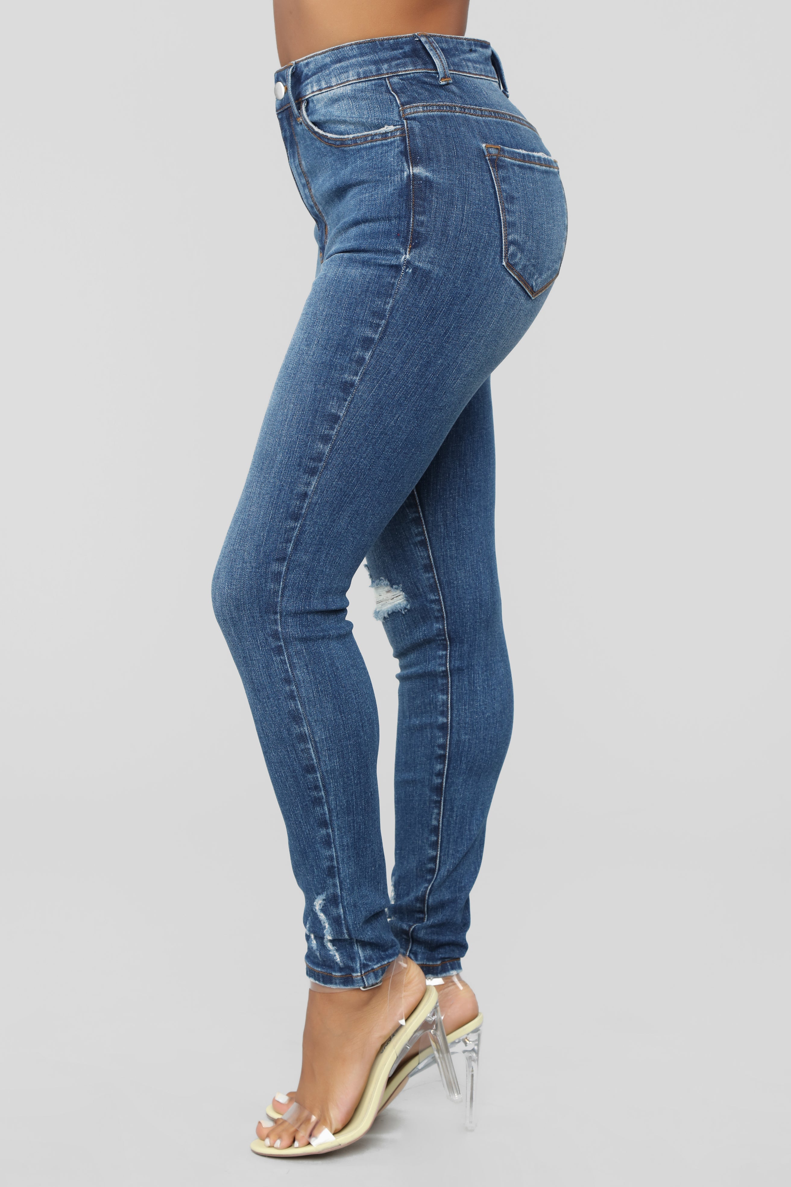 Dream Girl High Rise Skinny Jeans - Medium Blue Wash – InsStreet