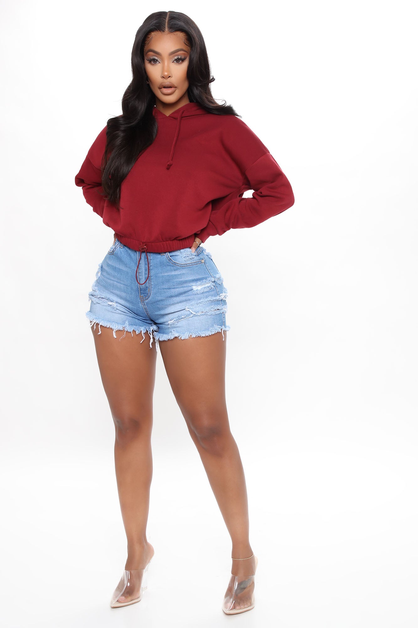 Jumping To Conclusions Destroyed Denim Shorts - Light Blue Wash – InsStreet