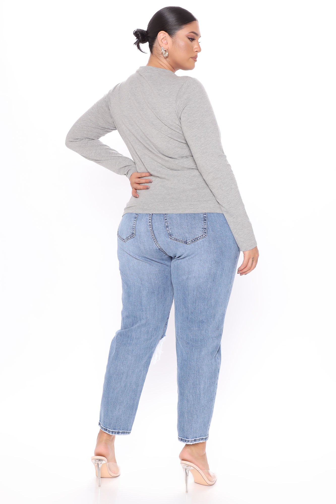 Set Her Free Distressed Mom Jeans - Medium Blue Wash Ins Street