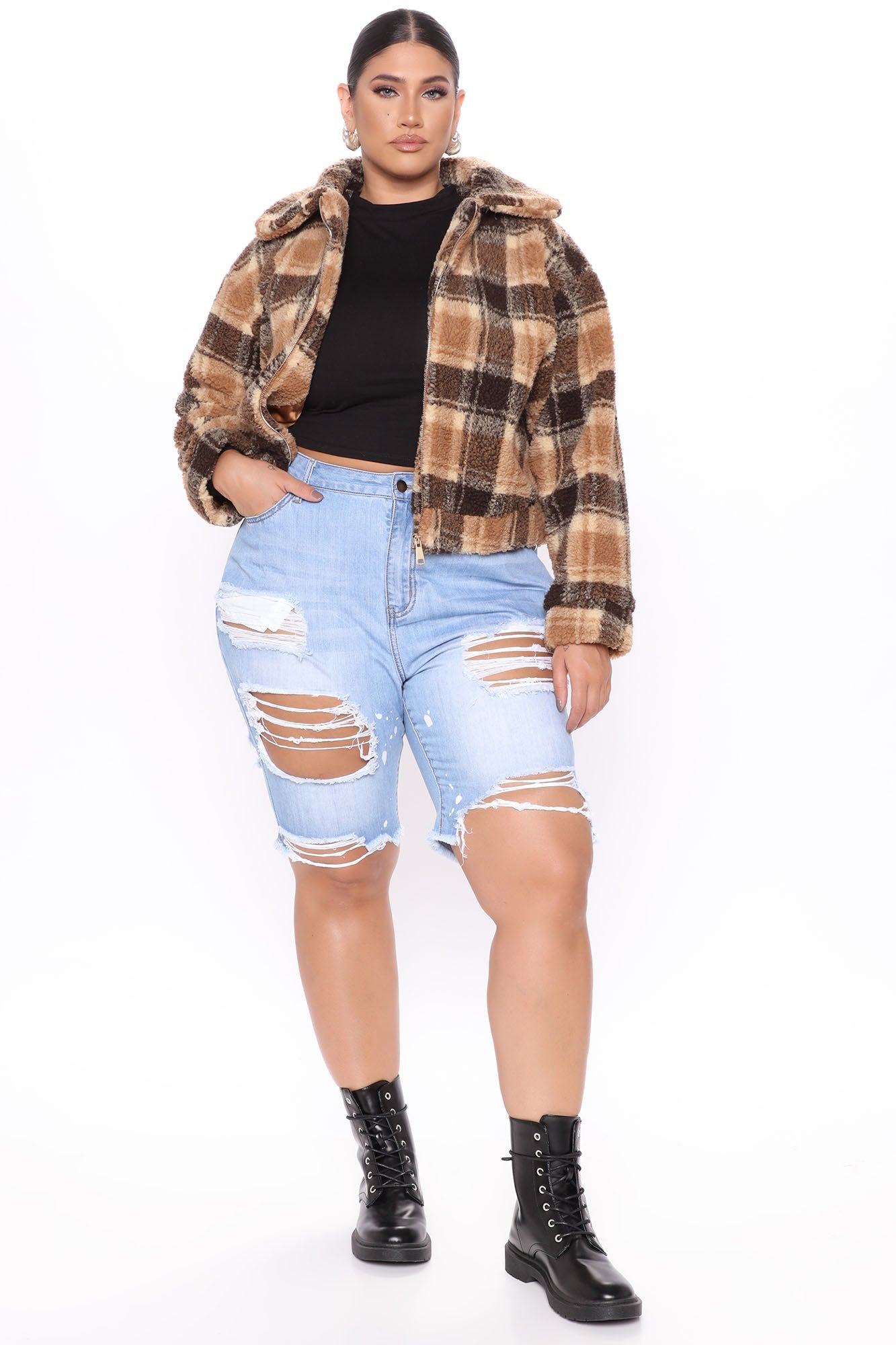 Victory Is Mine Denim Long Line Shorts - Light Blue Wash Ins Street