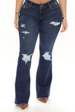 You're Too Kind Low Rise Flare Jeans - Dark Wash Ins Street