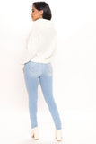 Recycled Mid Rise Butt Lifter Skinny Jeans - Light Blue Wash Ins Street