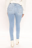 Recycled Mid Rise Butt Lifter Skinny Jeans - Light Blue Wash Ins Street