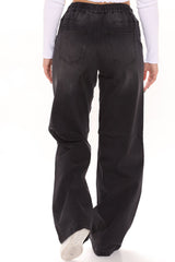 Call It A Day Easy Wide Leg Jeans - Black Ins Street