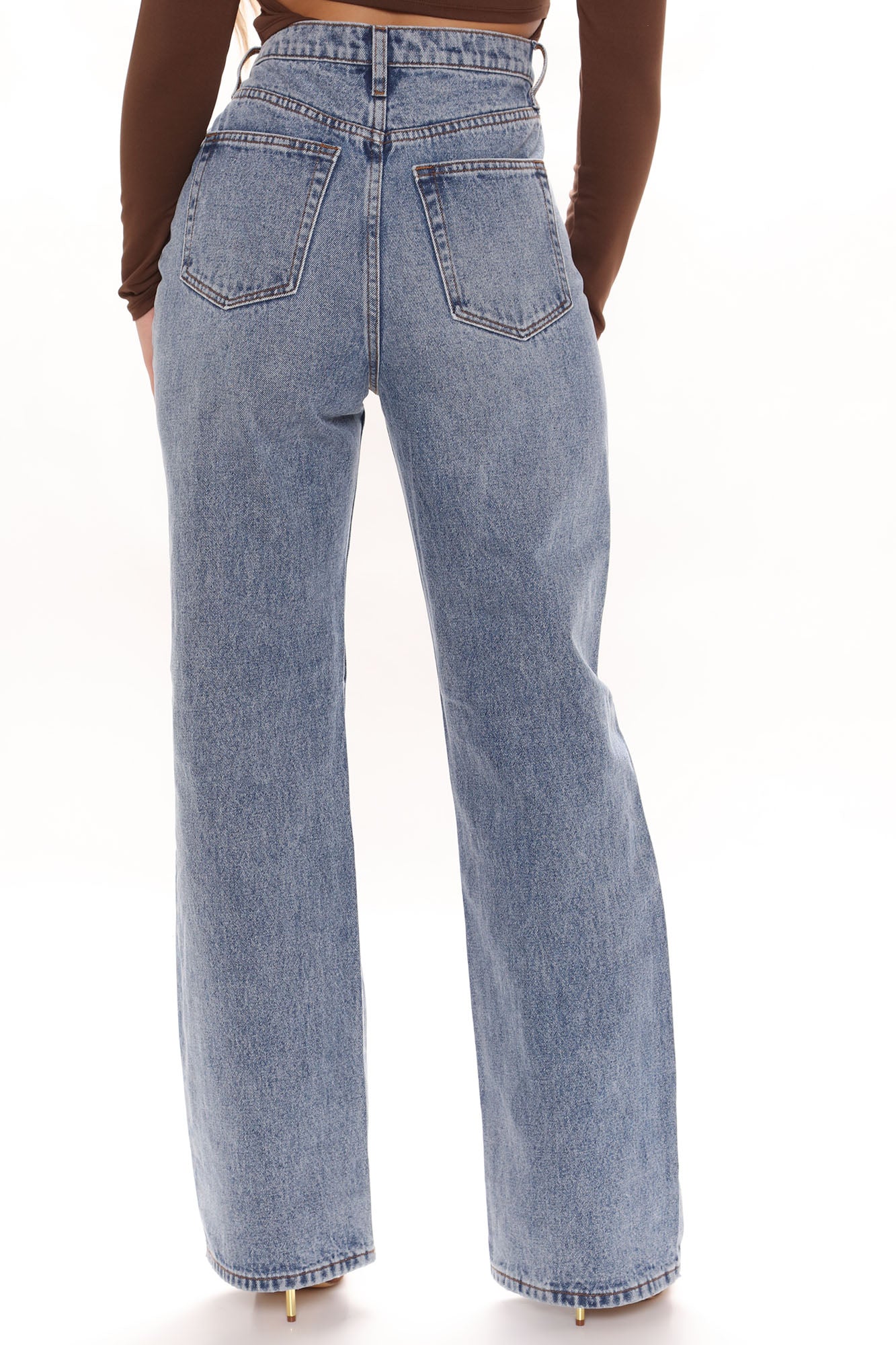 She's All That Distressed Wide Leg Jeans - Medium Blue Wash Ins Street