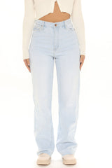 Match My Energy Non Stretch Straight Leg Jeans - Light Blue Wash Ins Street
