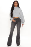 Sleek And Sophisticated Stretch Flare Jeans - Grey Ins Street
