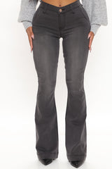 Sleek And Sophisticated Stretch Flare Jeans - Grey Ins Street