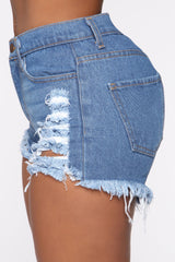 Gonna Love Me Distressed Shorts - Light Blue Wash Ins Street