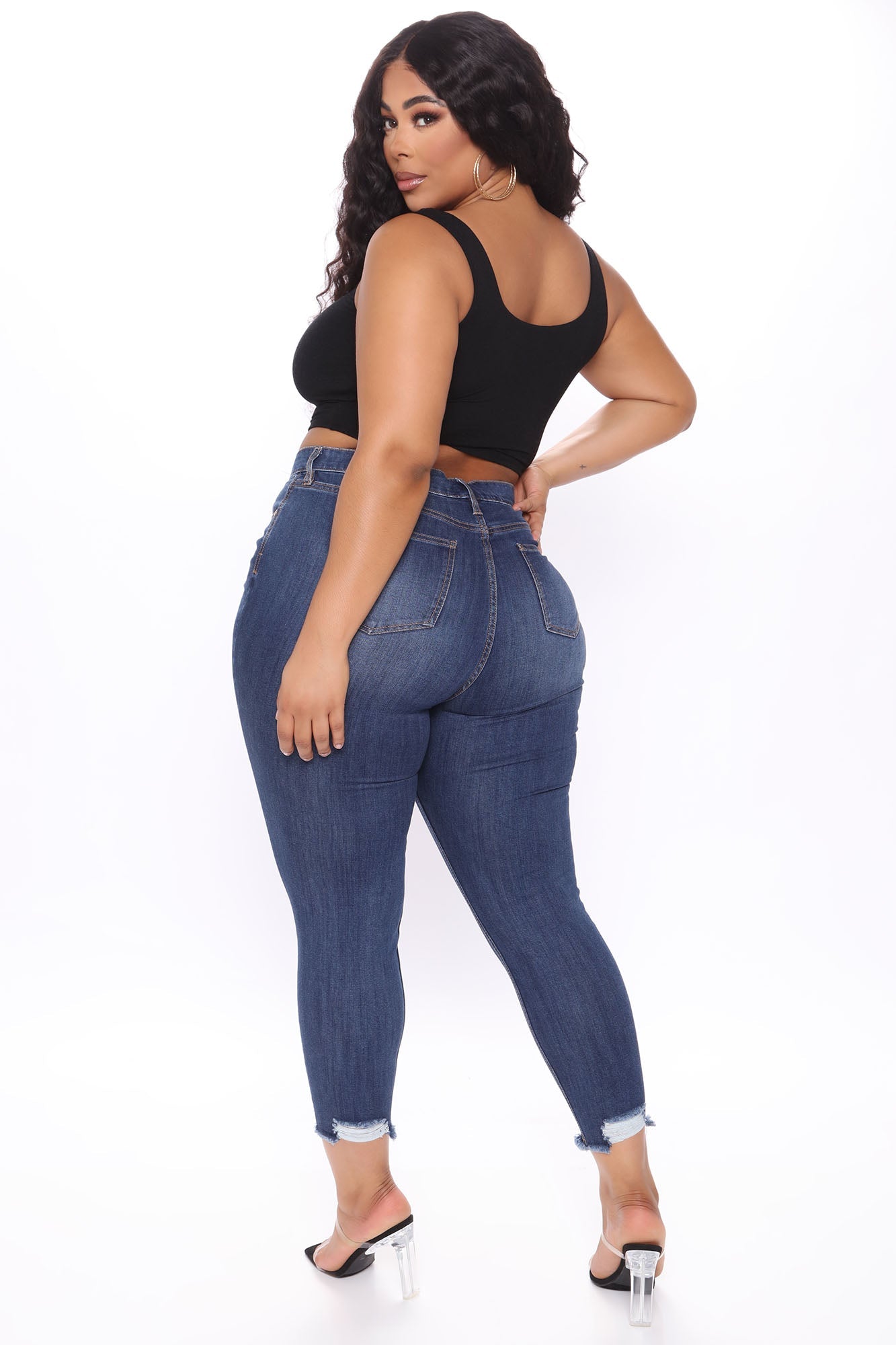 Different City Every Night Distressed Ankle Jeans - Dark Wash Ins Street