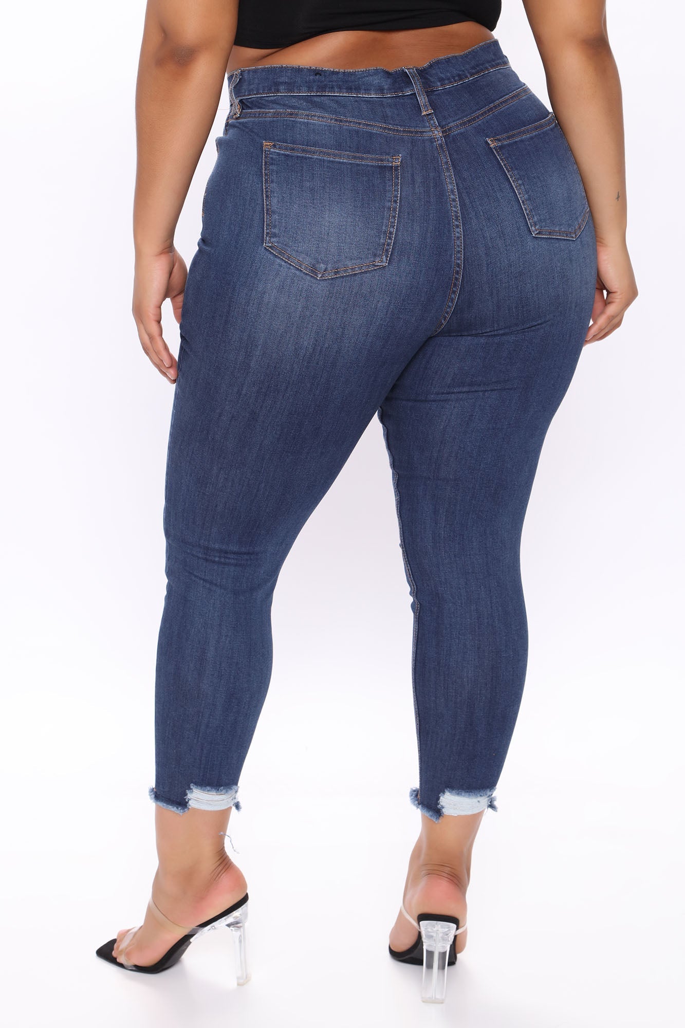Different City Every Night Distressed Ankle Jeans - Dark Wash Ins Street