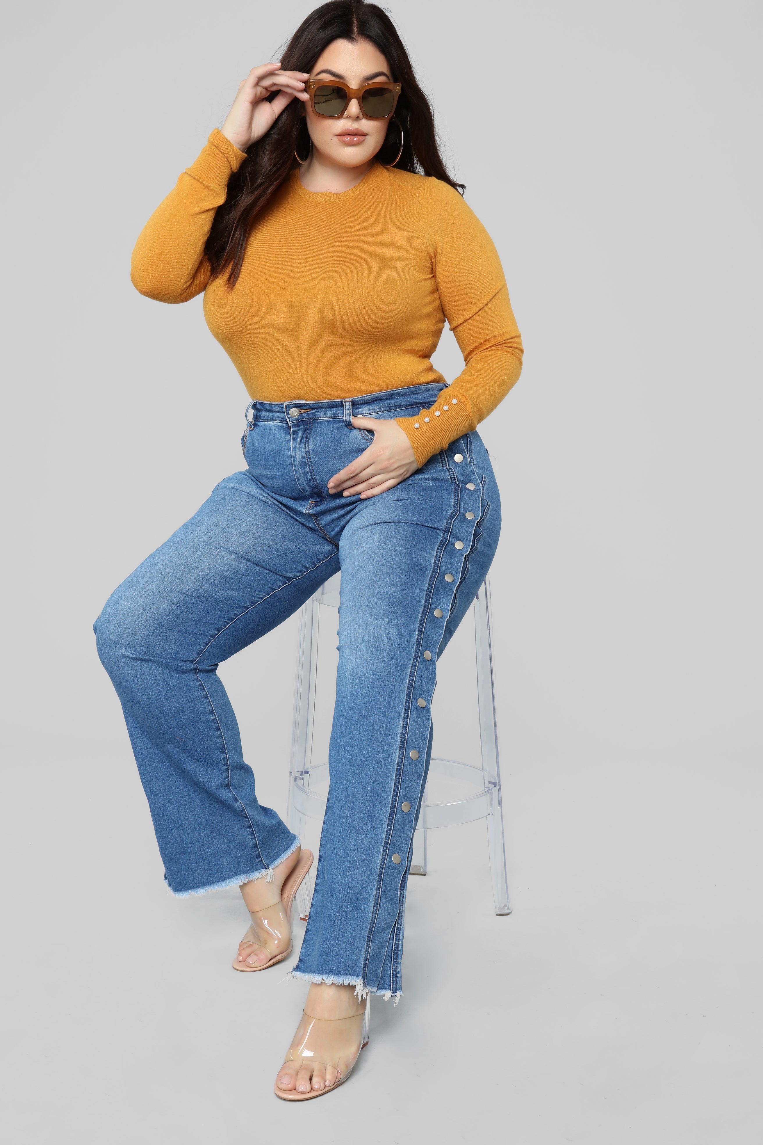 Snap Button Jeans - Medium Blue Wash Ins Street