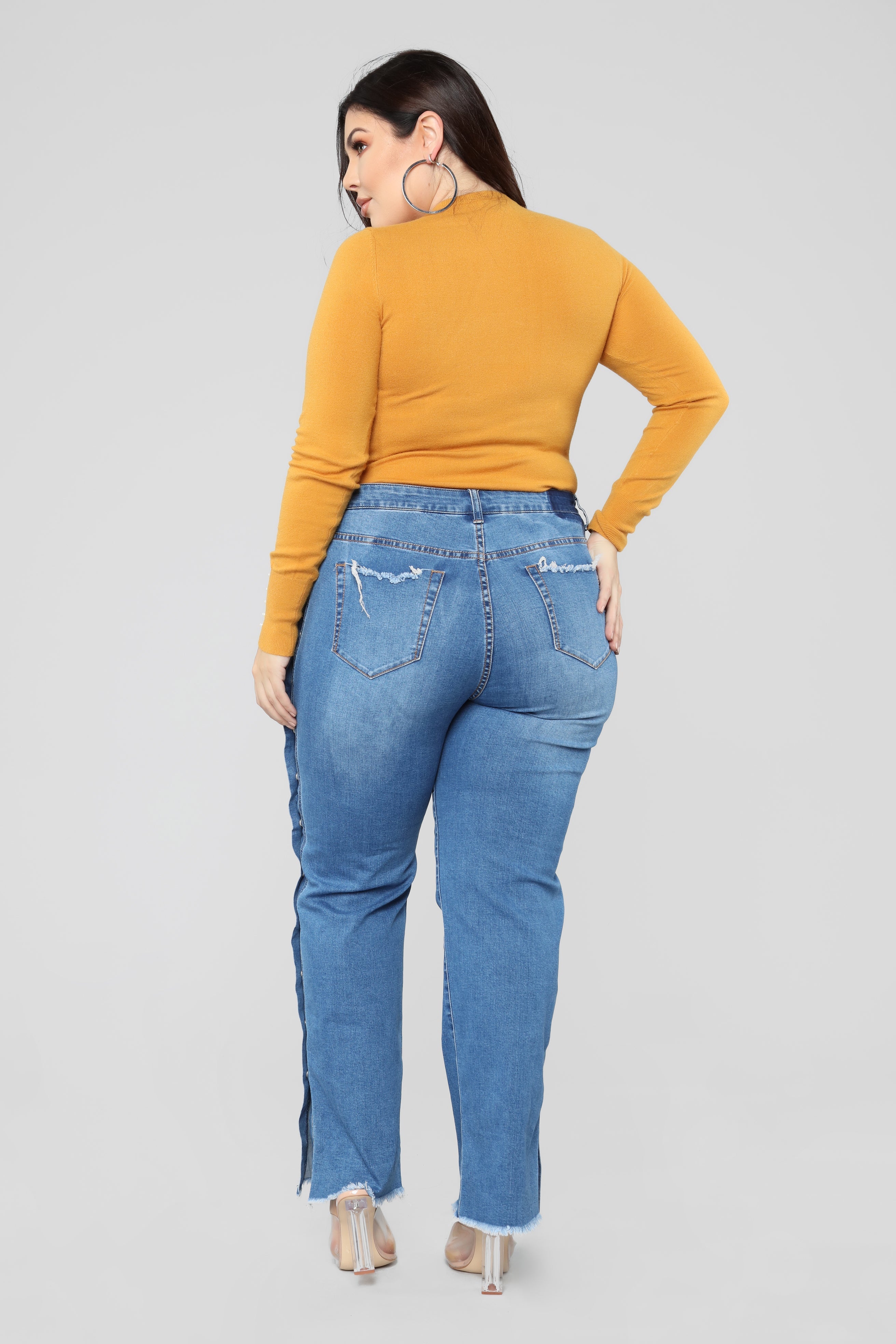 Snap Button Jeans - Medium Blue Wash Ins Street