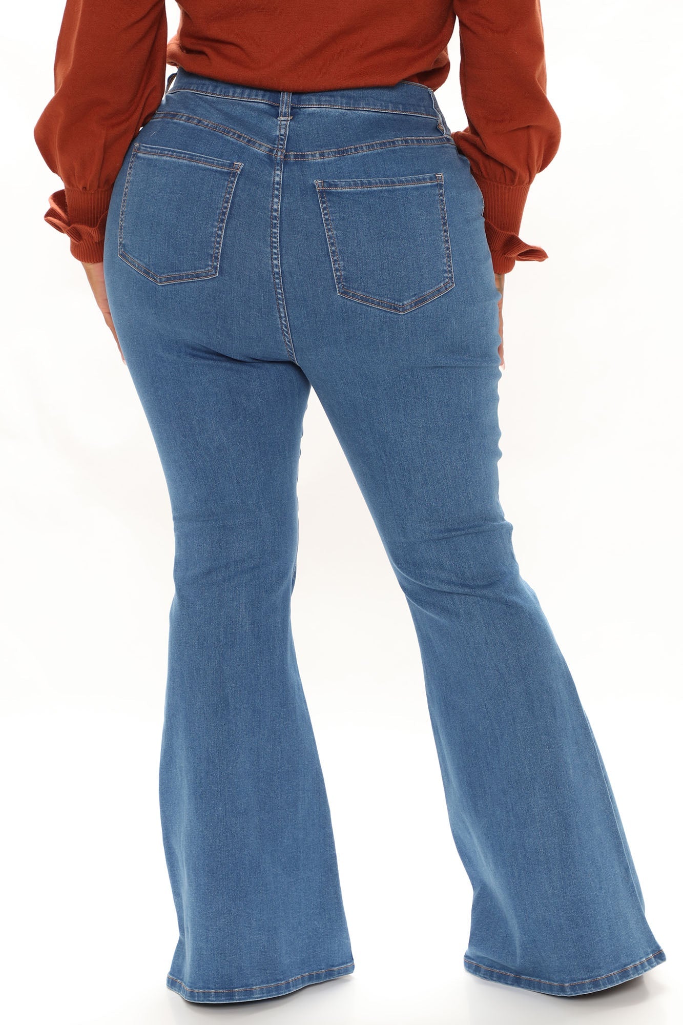 Oh She's Fancy Classic Stretch Flare Jeans - Medium Blue Wash Ins Street