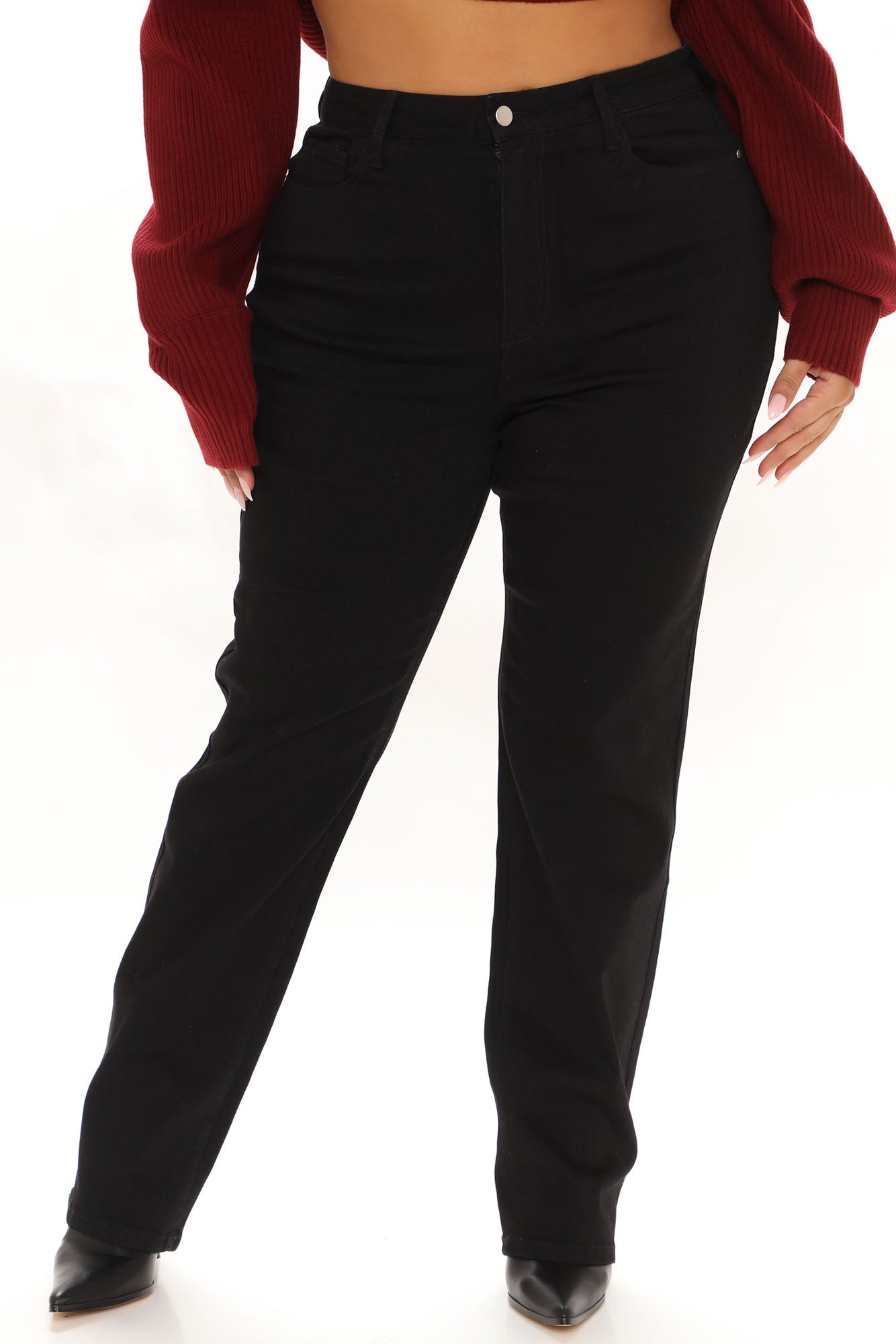 Coraline High Rise Straight Leg Jeans - Black Ins Street
