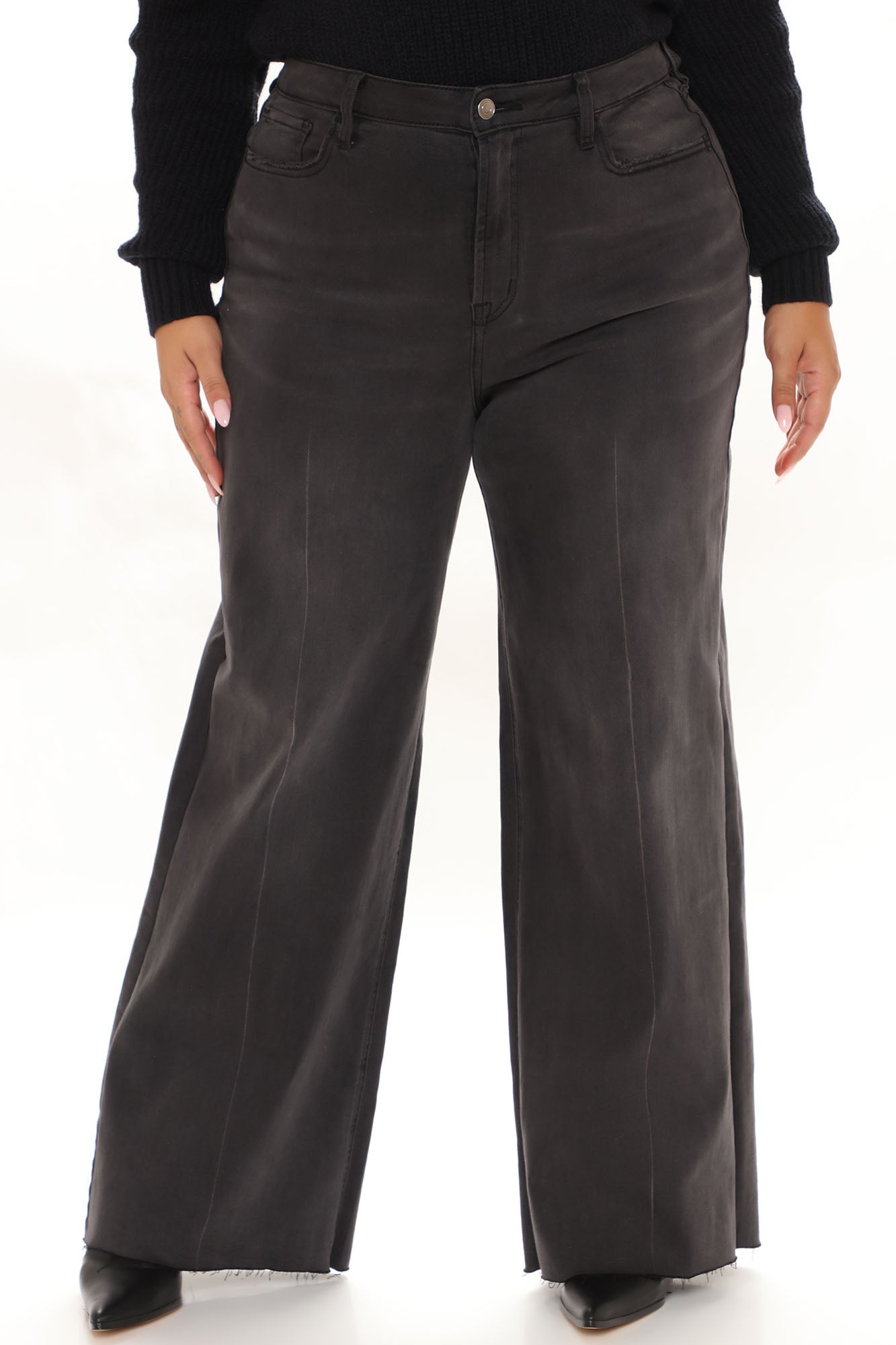 Going Midtown Stretch Wide Leg Jeans - Black Ins Street