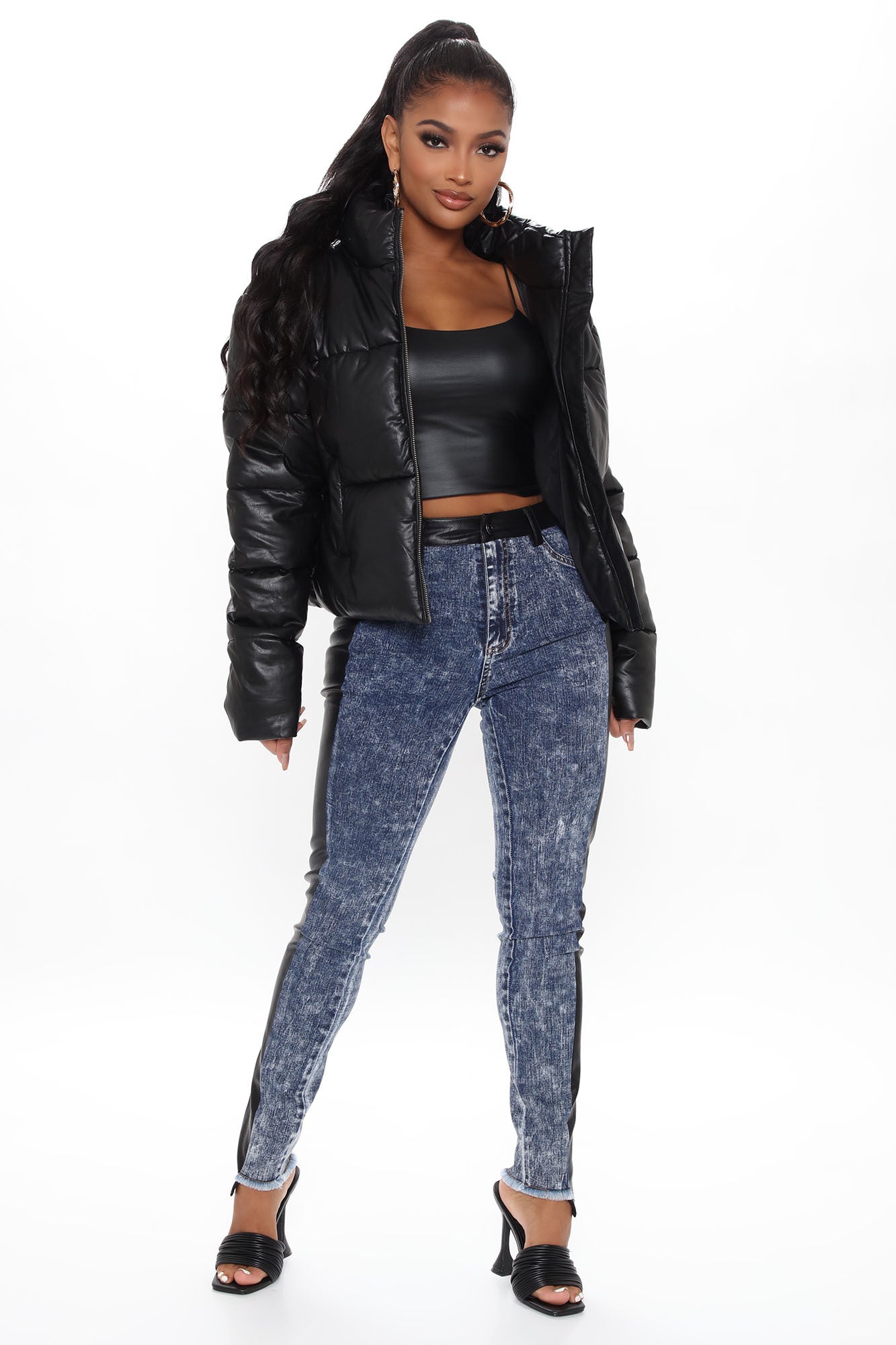 Other Side Of The Story Contrast Jeans - Black/Blue Ins Street