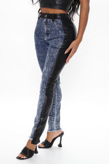 Other Side Of The Story Contrast Jeans - Black/Blue Ins Street