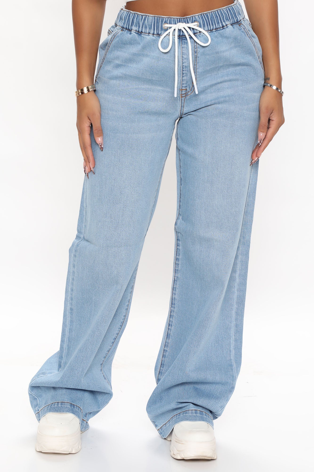 Call It A Day Easy Wide Leg Jeans - Light Blue Wash Ins Street