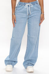 Call It A Day Easy Wide Leg Jeans - Light Blue Wash Ins Street