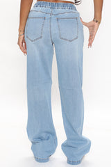 Call It A Day Easy Wide Leg Jeans - Light Blue Wash Ins Street