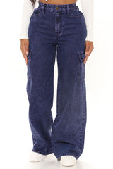 Working Hard Wide Leg Utility Jeans - Purple Ins Street