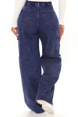 Working Hard Wide Leg Utility Jeans - Purple Ins Street