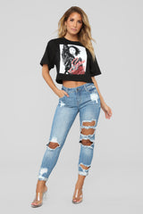Shannon High Rise Distressed Jeans - Light Blue Wash Ins Street