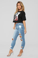 Shannon High Rise Distressed Jeans - Light Blue Wash Ins Street