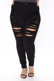 Yes Now Distressed Skinny Jeans - Black Ins Street