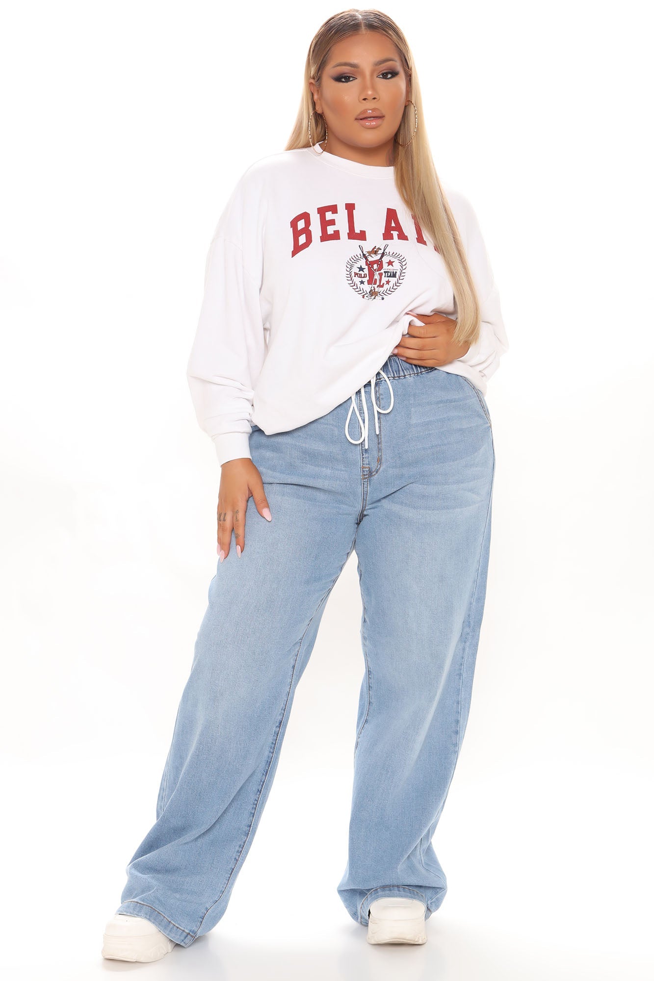 Call It A Day Easy Wide Leg Jeans - Light Blue Wash Ins Street