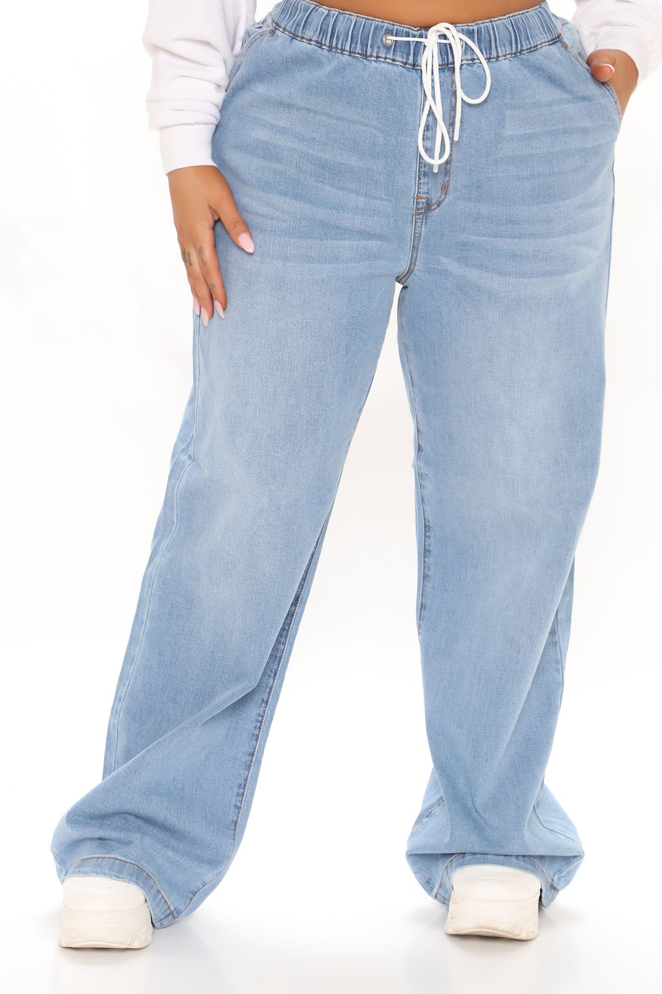 Call It A Day Easy Wide Leg Jeans - Light Blue Wash Ins Street