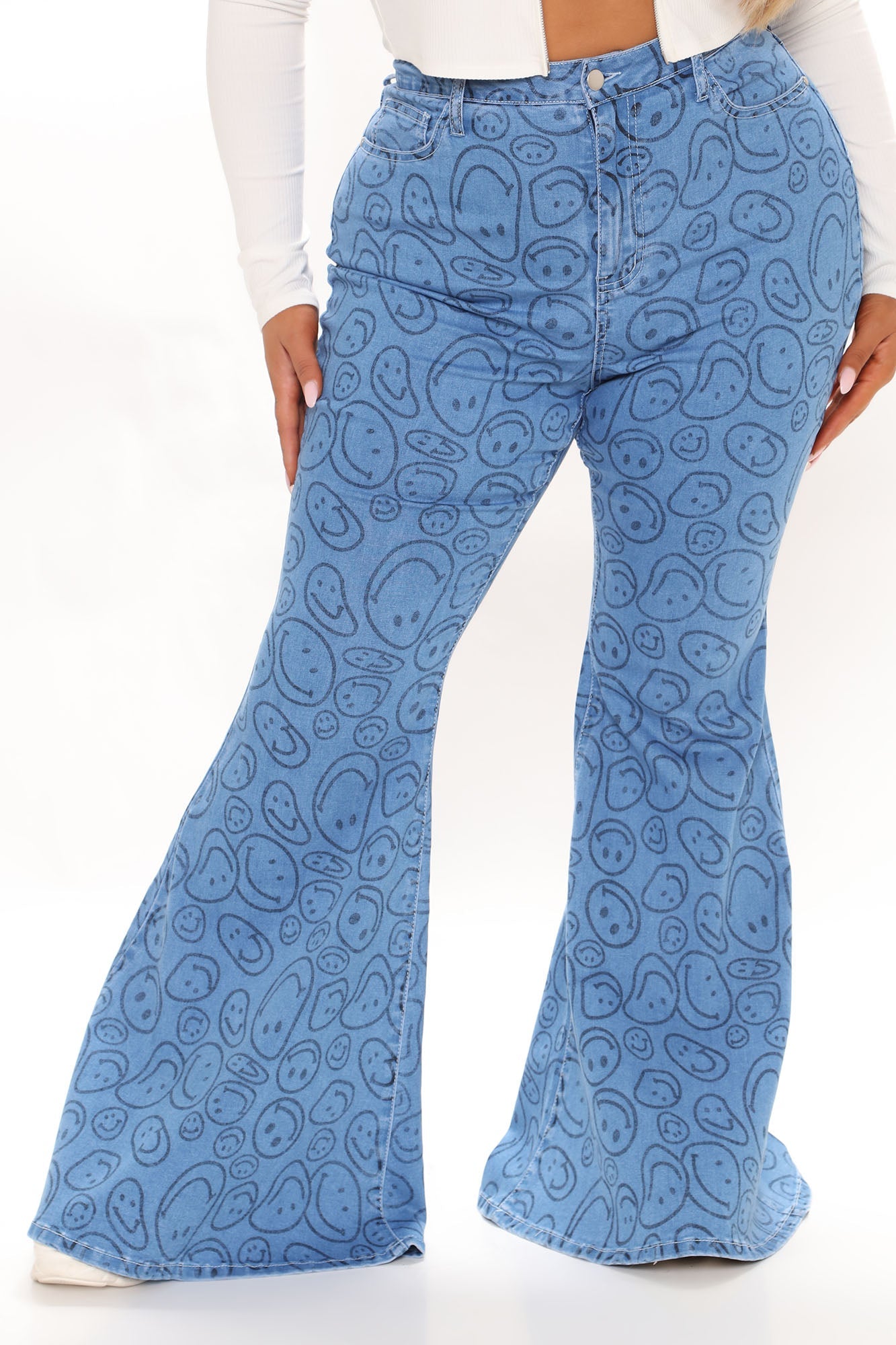 Makes Me Smile Extreme Flare Jeans - Medium Blue Wash Ins Street
