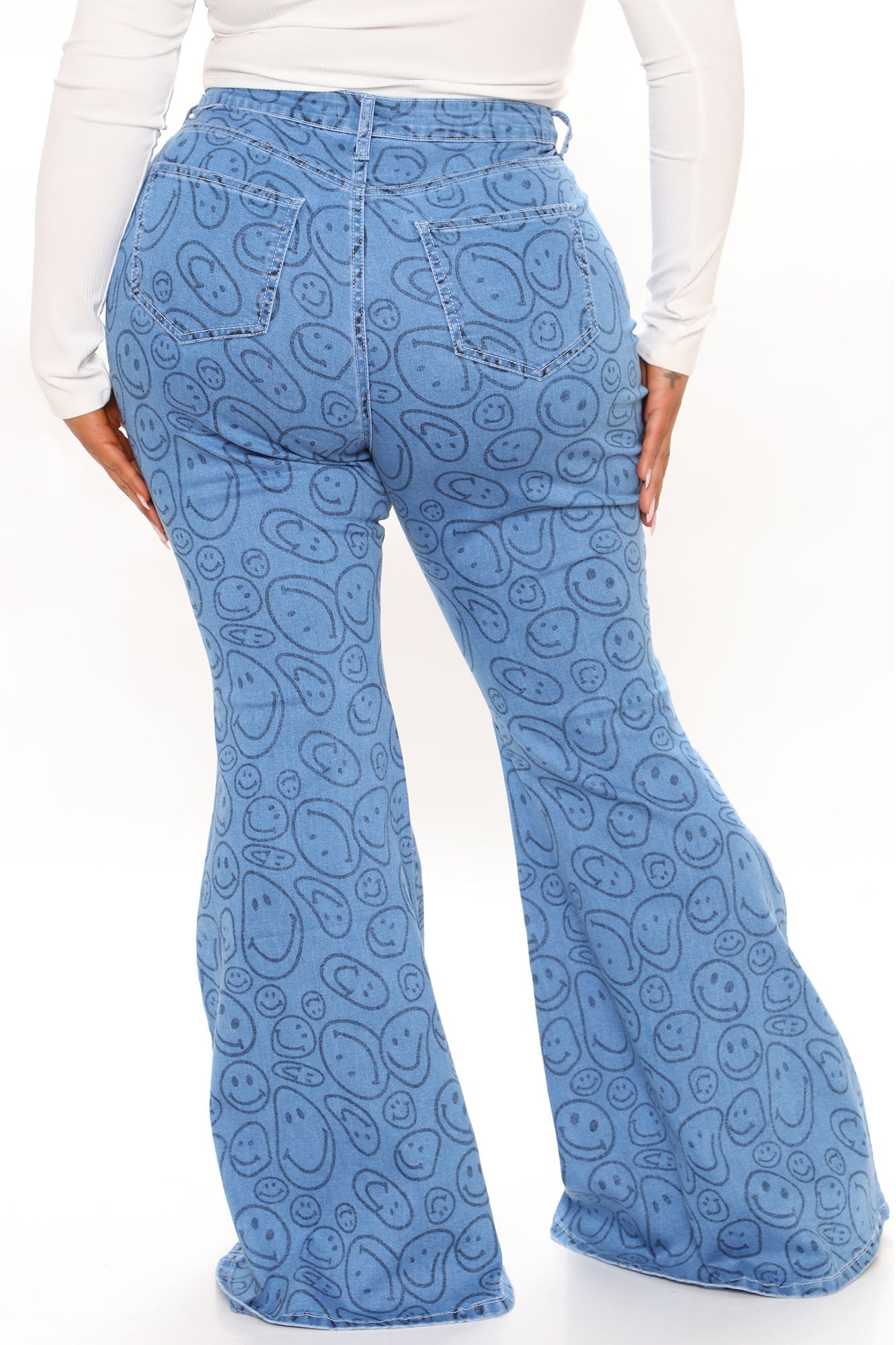 Makes Me Smile Extreme Flare Jeans - Medium Blue Wash Ins Street