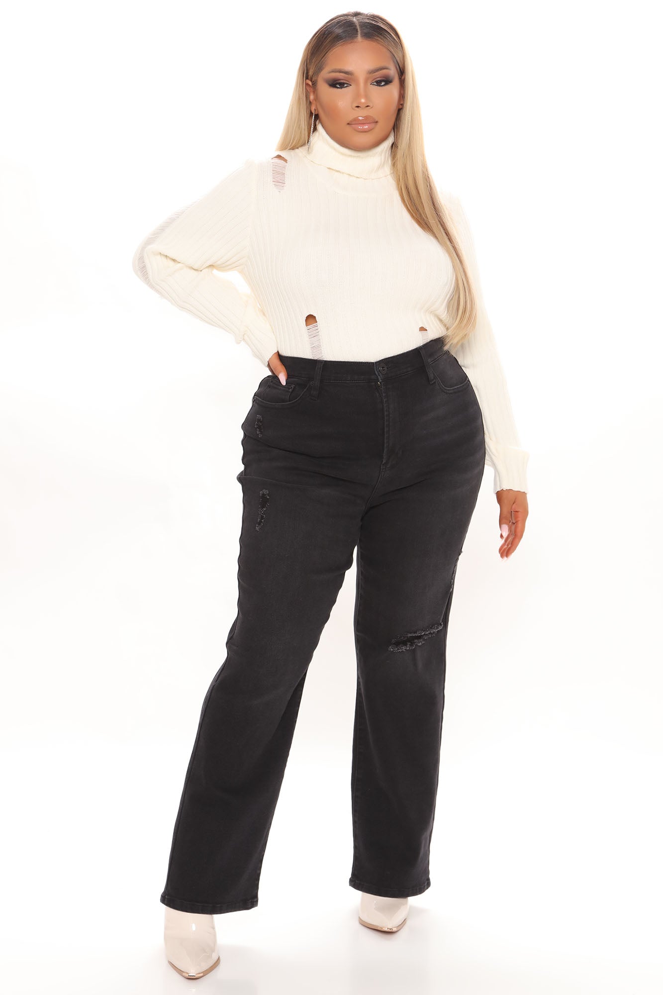 Straight Up Vintage High Rise Jeans - Black Ins Street