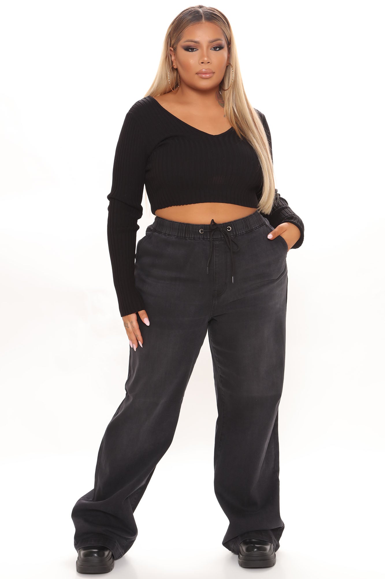 Call It A Day Easy Wide Leg Jeans - Black Ins Street