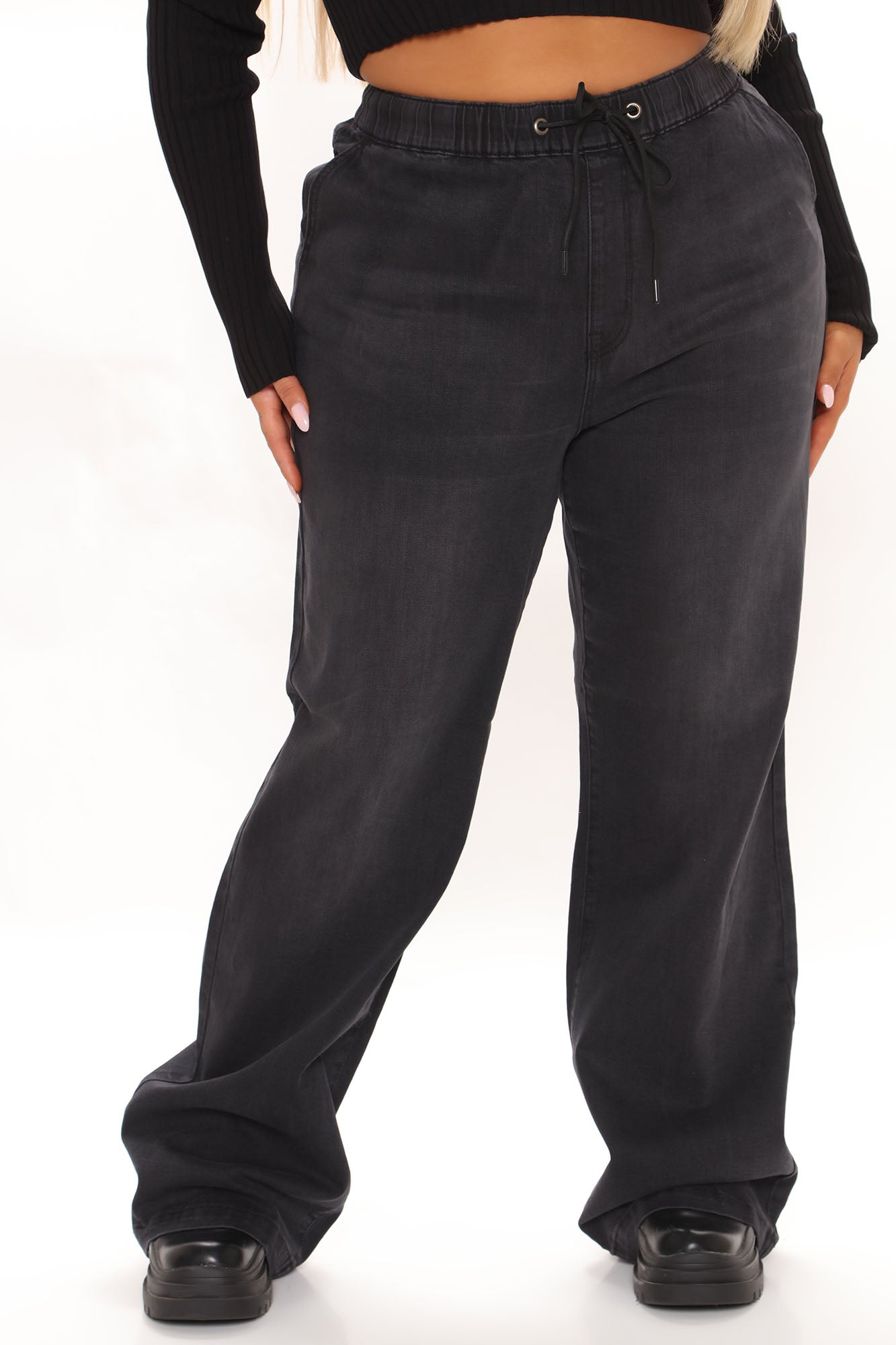 Call It A Day Easy Wide Leg Jeans - Black Ins Street