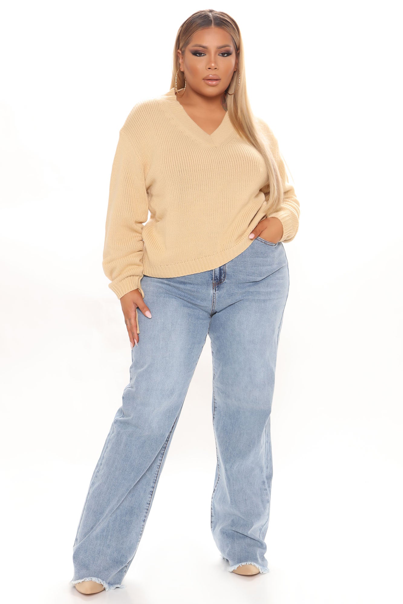 High Standard Wide Leg Jeans - Light Blue Wash Ins Street