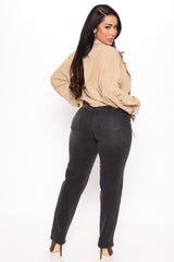 Classic Tapered Mom Jeans - Black Ins Street