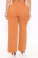 Keep It Easy Loose Wide Leg Jeans - Cognac Ins Street