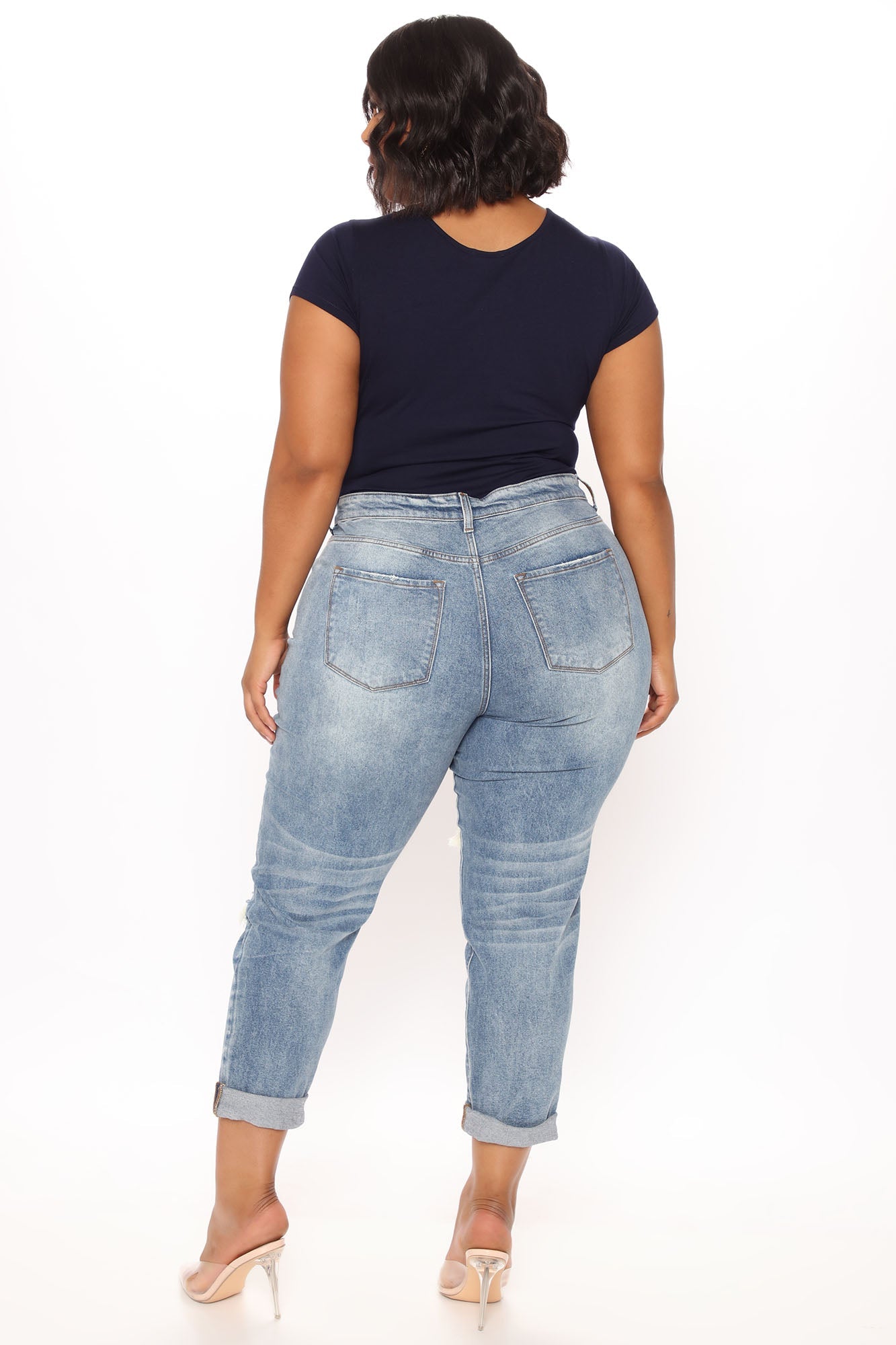 Teisha Distressed Boyfriend Jeans - Medium Blue Wash Ins Street