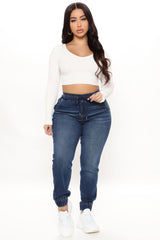 A Soft Touch Knit Denim Joggers - Dark Wash Ins Street