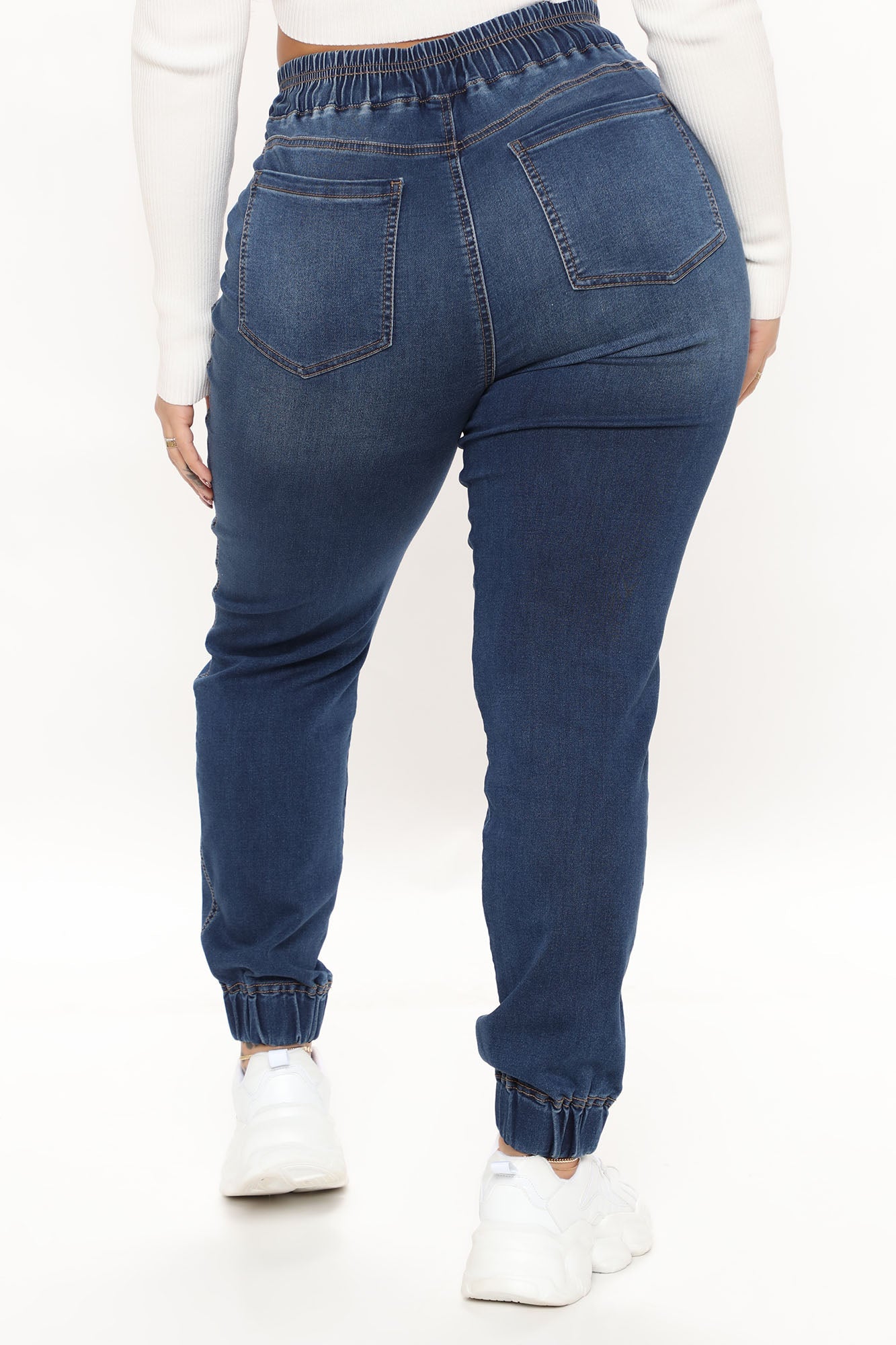 A Soft Touch Knit Denim Joggers - Dark Wash Ins Street