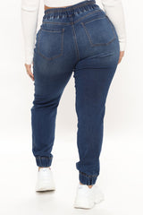 A Soft Touch Knit Denim Joggers - Dark Wash Ins Street