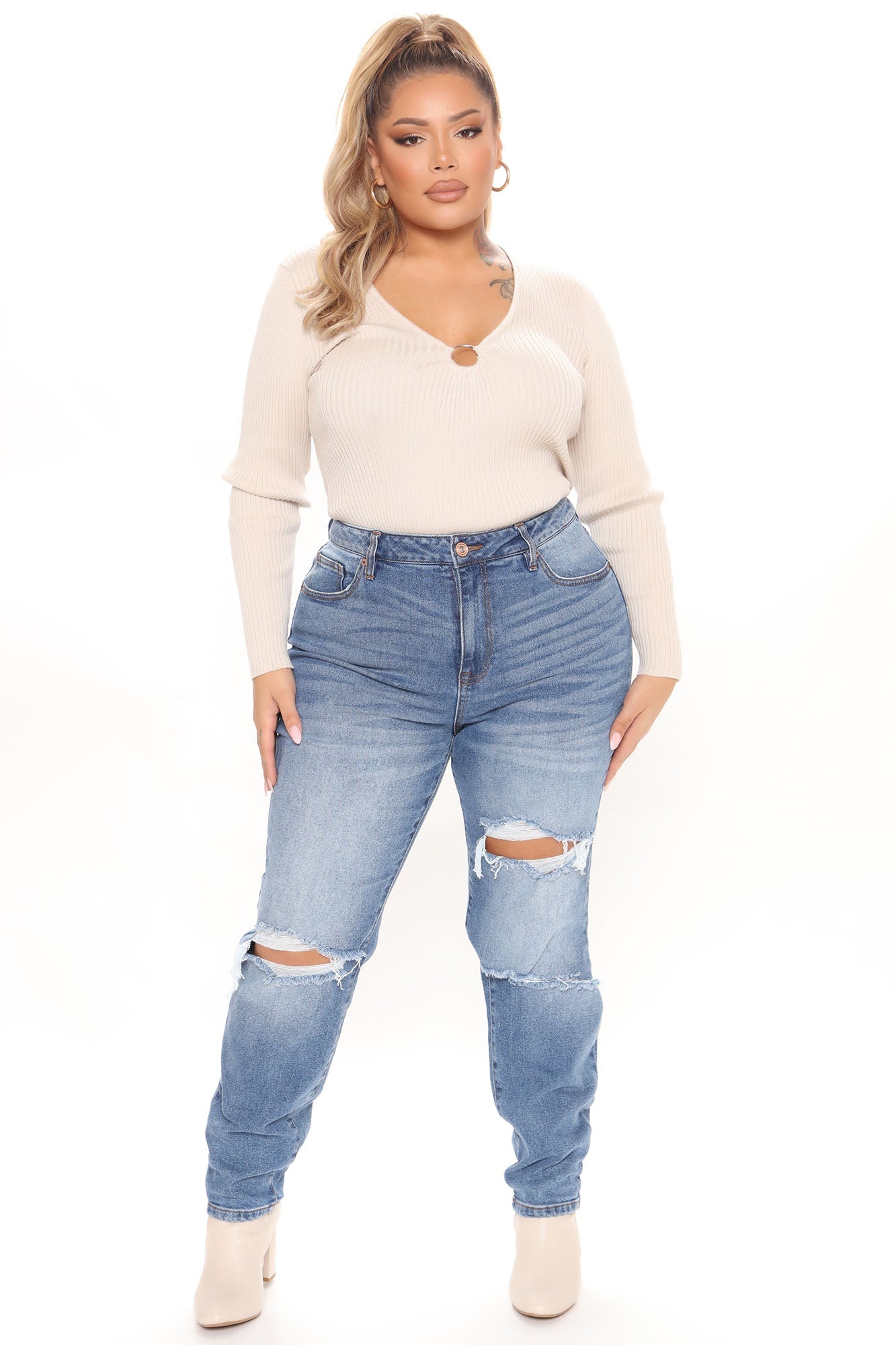 A Role Model Slim Fit Mom Jeans - Medium Blue Wash Ins Street
