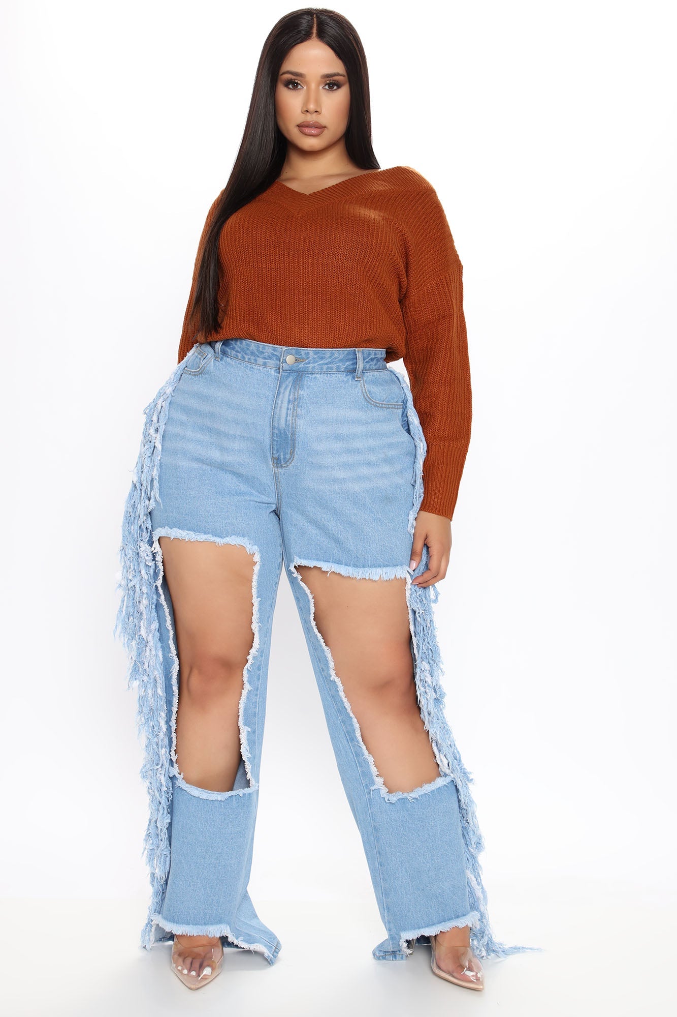 Fray Out My Way Destroyed Boyfriend Jeans - Light Blue Wash Ins Street